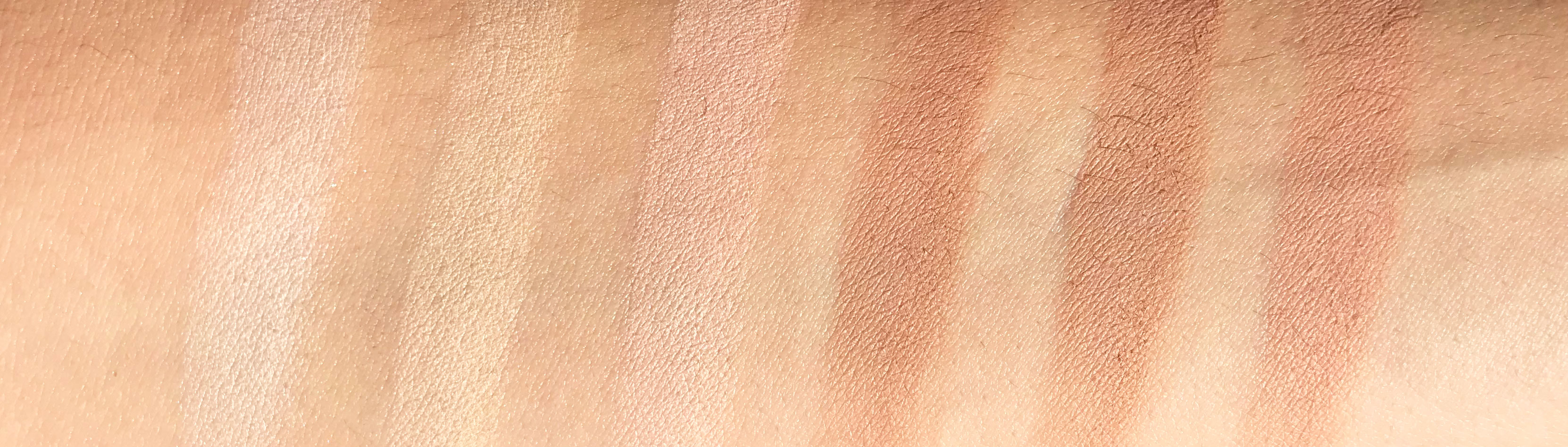 Бронзер Hourglass nude Bronze Light. Mac nw24. Elian румяна жидкие свотчи.